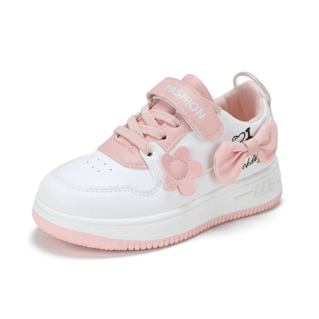 ZenWalk- Pink Flower Bow Baby Sneakers - Zen Walk